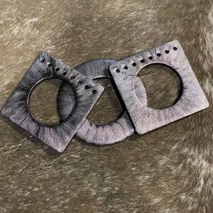 Metallic Modernist Bangle Set Of 3 Silver Bracelets Contemporary Jewelry